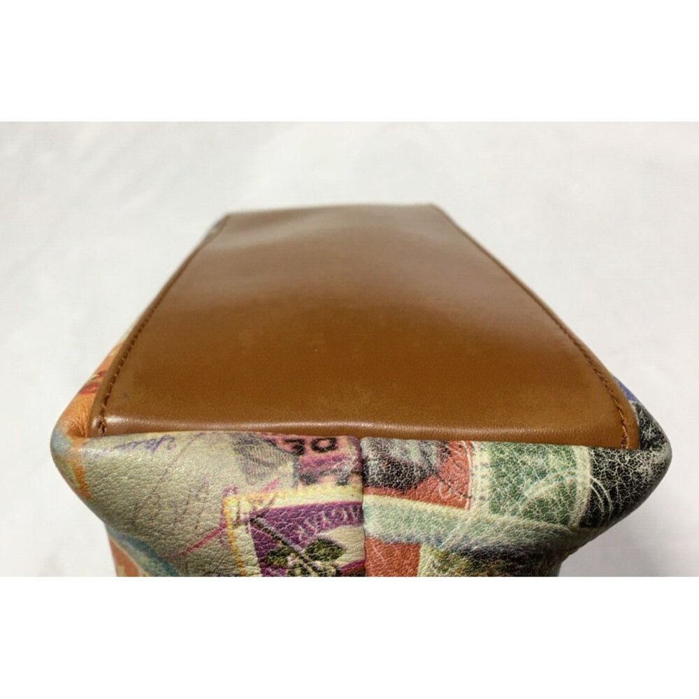 Fossil Leather Handbag Coronado Vintage Stamps Print Satchel NO SHOULDER STRAP - Picture 9 of 16